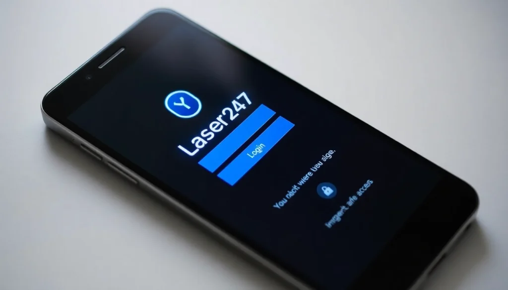 Secure Laser247 Login page with user-friendly interface on device, highlighting quick access to betting account