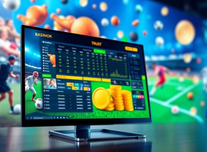 Digital sportsbook and casino interface with sports images and betting elements