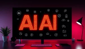 Professional digital illustration depicting AI content humanization transforming machine text